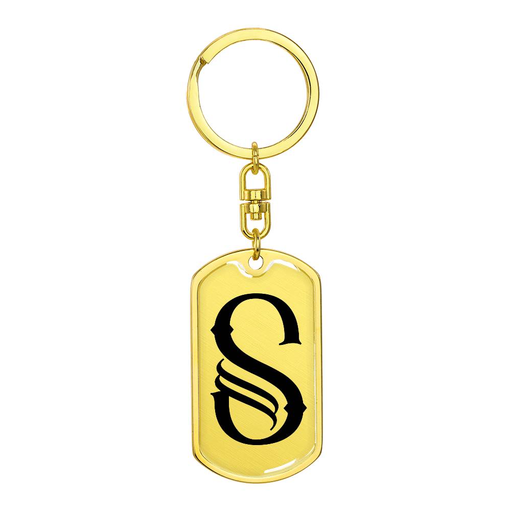 Initial S v001-11 - Luxury Dog Tag Keychain