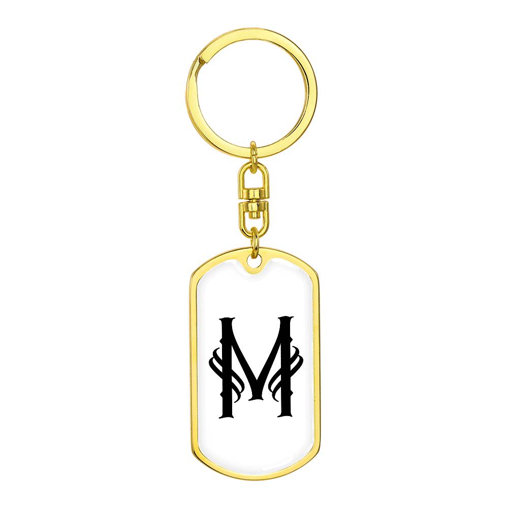 Initial M v001-14 - Luxury Dog Tag Keychain
