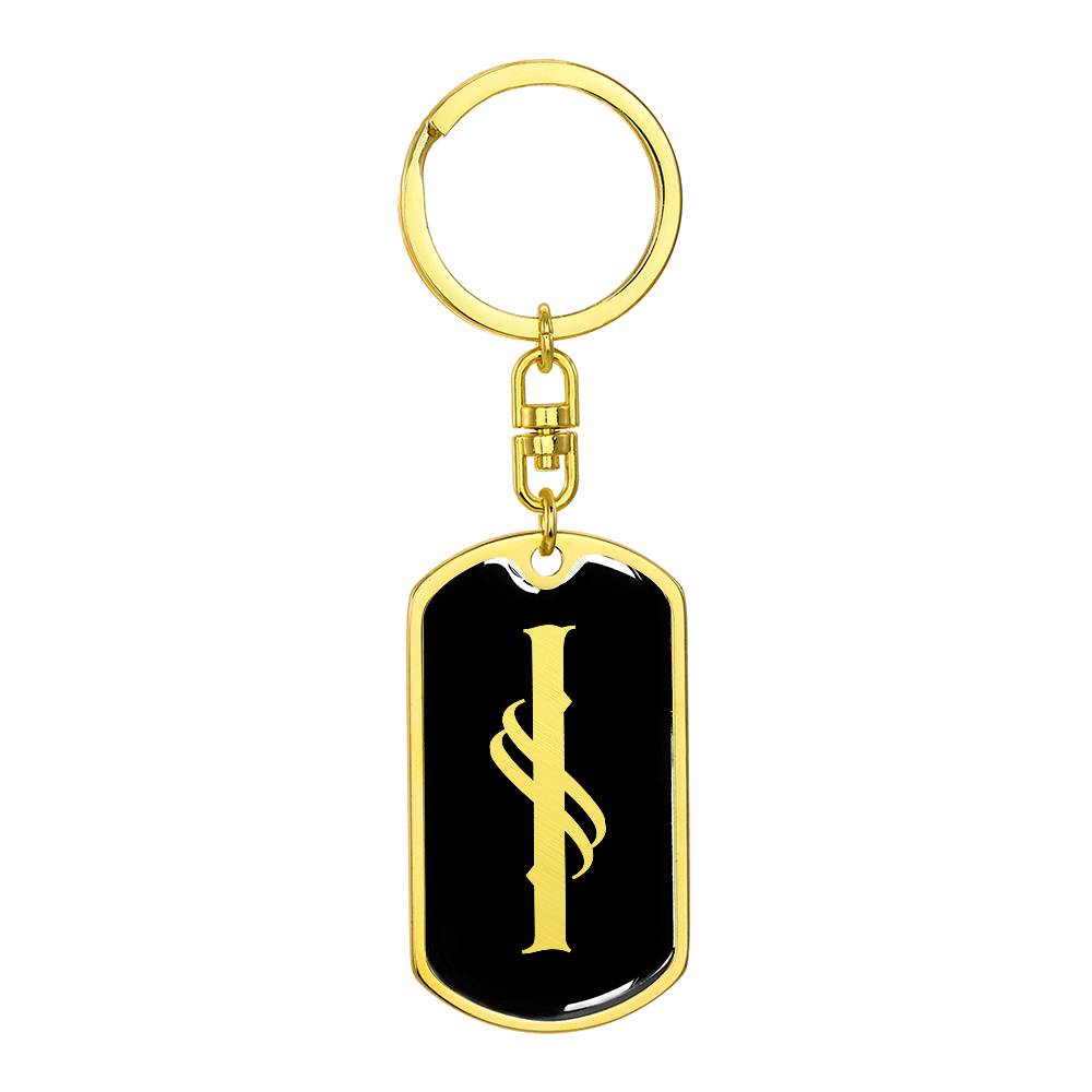 Initial I v001-12 - Luxury Dog Tag Keychain