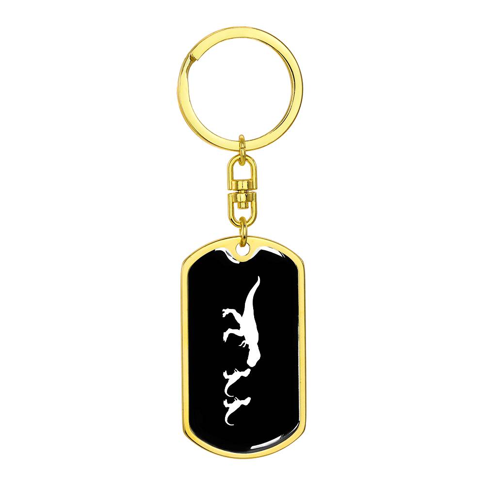 Mama Dinosaur With 2 Hatchlings v3 - Luxury Dog Tag Keychain