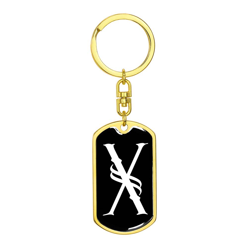 Initial X v001-13 - Luxury Dog Tag Keychain
