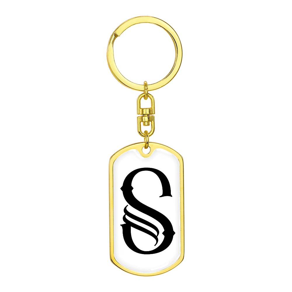 Initial S v001-14 - Luxury Dog Tag Keychain