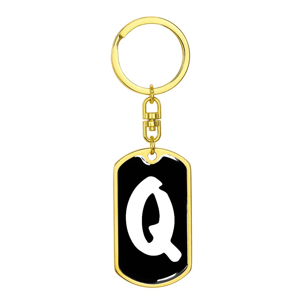 Initial Q v3b - Luxury Dog Tag Keychain