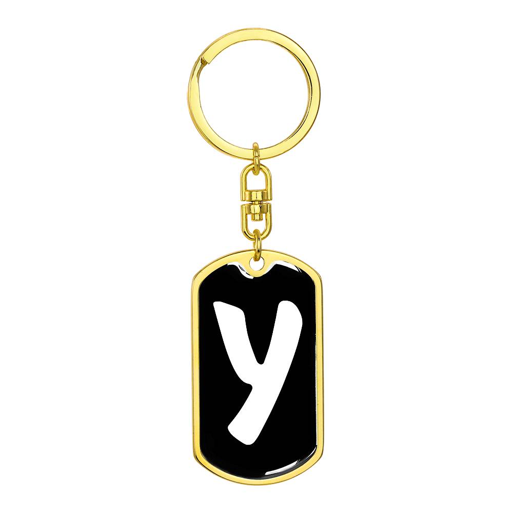 Initial Y v3b - Luxury Dog Tag Keychain