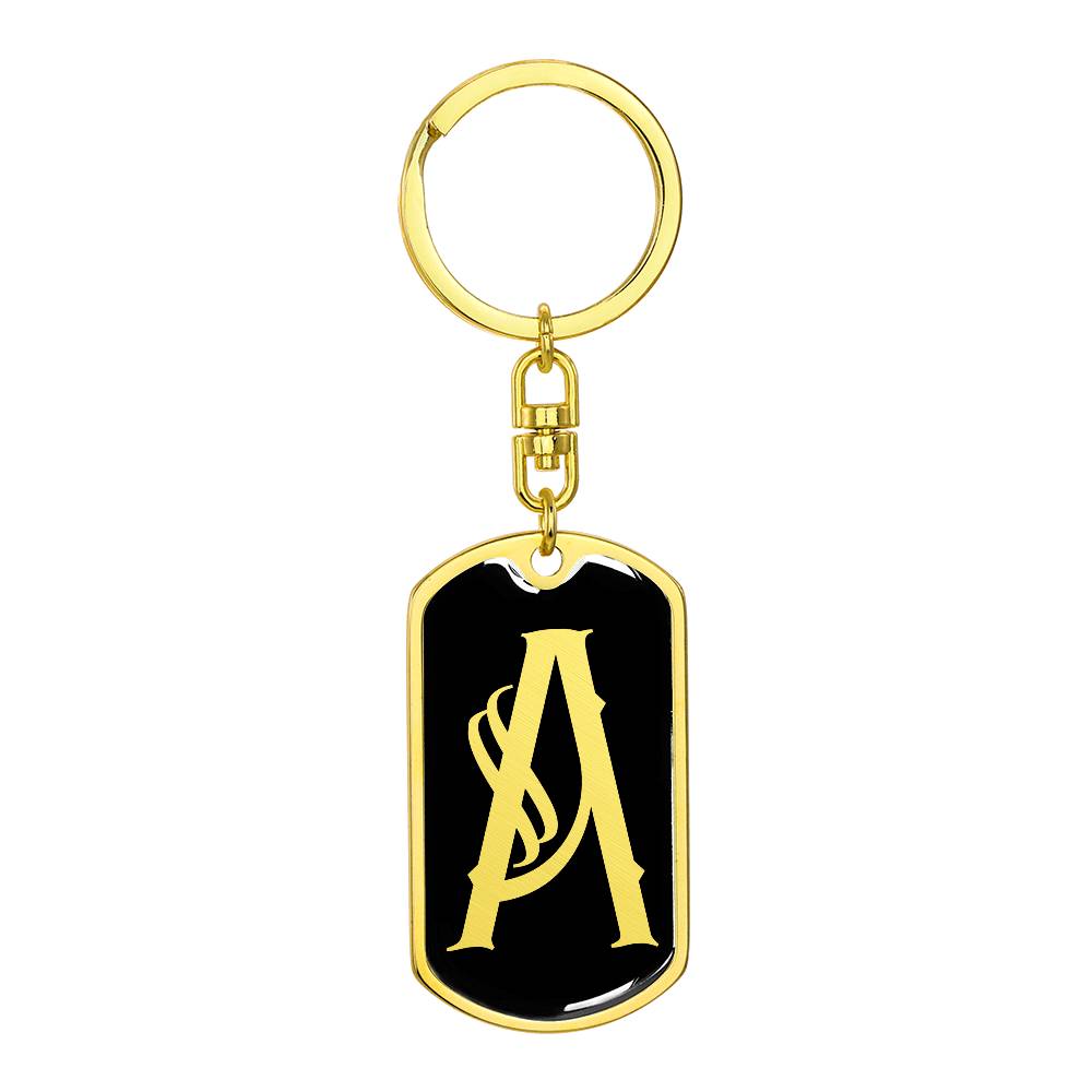 Initial A v001-12 - Luxury Dog Tag Keychain