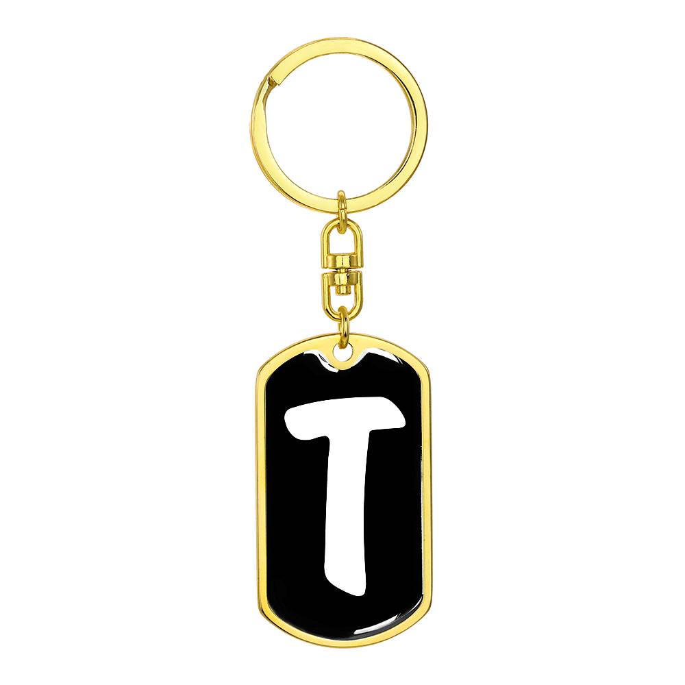 Initial T v3b - Luxury Dog Tag Keychain