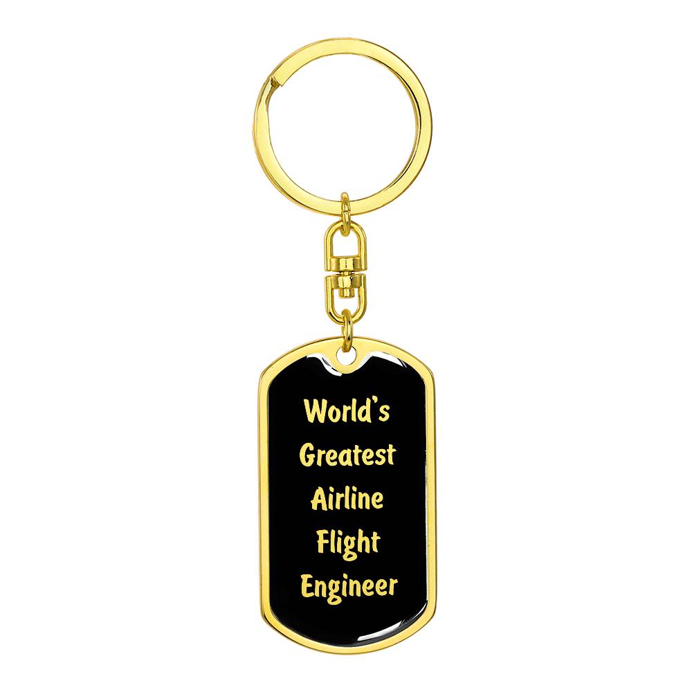 World's Greatest Airline Flight Engineer v2 - Luxury Dog Tag Keychain