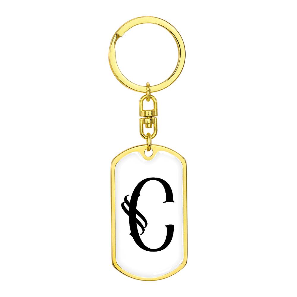 Initial C v001-14 - Luxury Dog Tag Keychain
