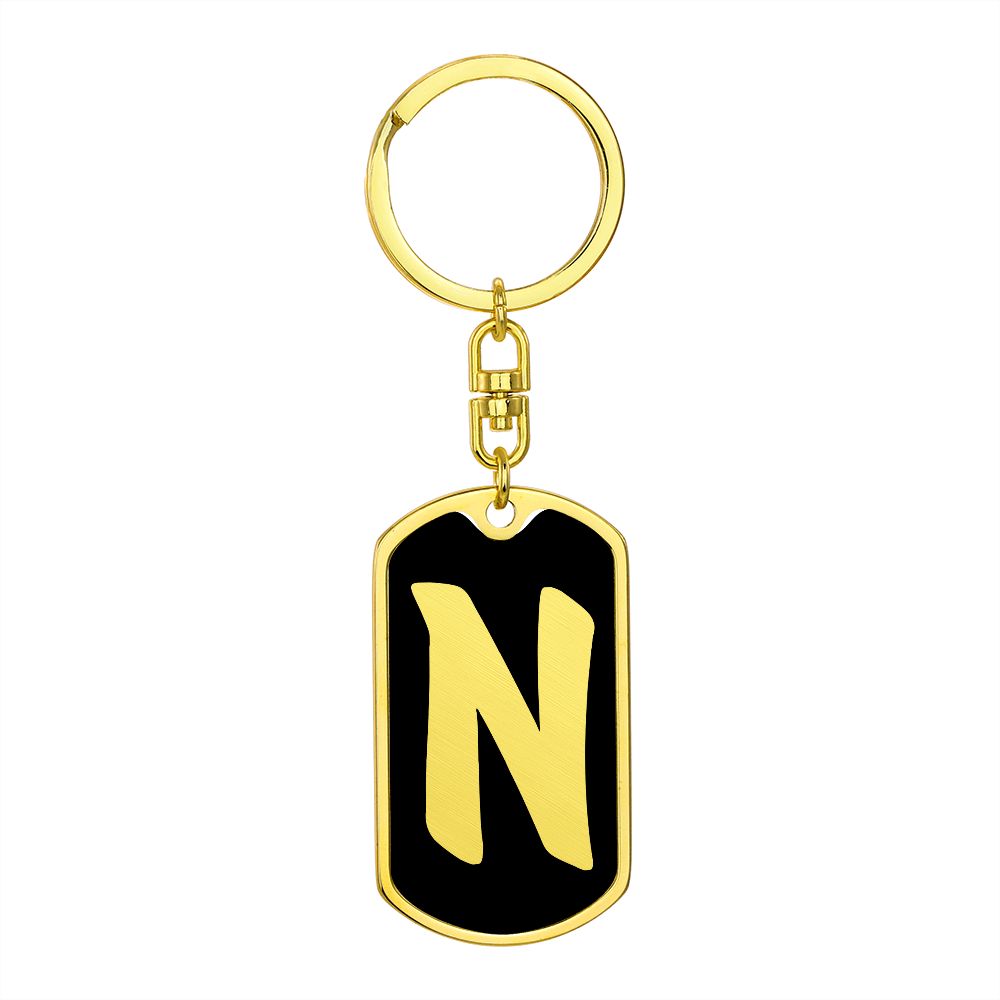 Initial N v2b - Luxury Dog Tag Keychain