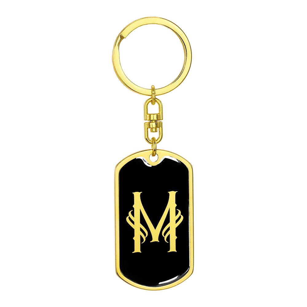 Initial M v001-12 - Luxury Dog Tag Keychain