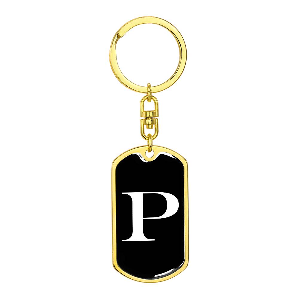 Initial P v3a - Luxury Dog Tag Keychain