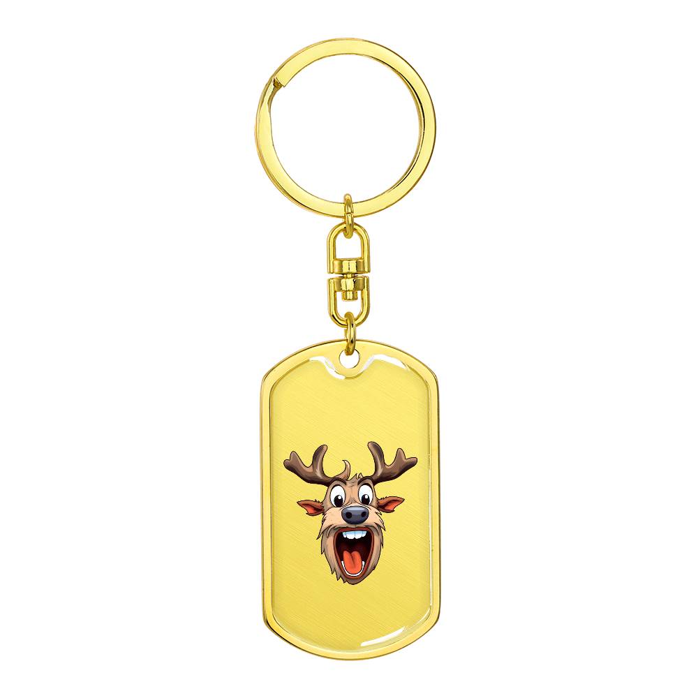 Funny Reindeer Face 06 - Luxury Dog Tag Keychain