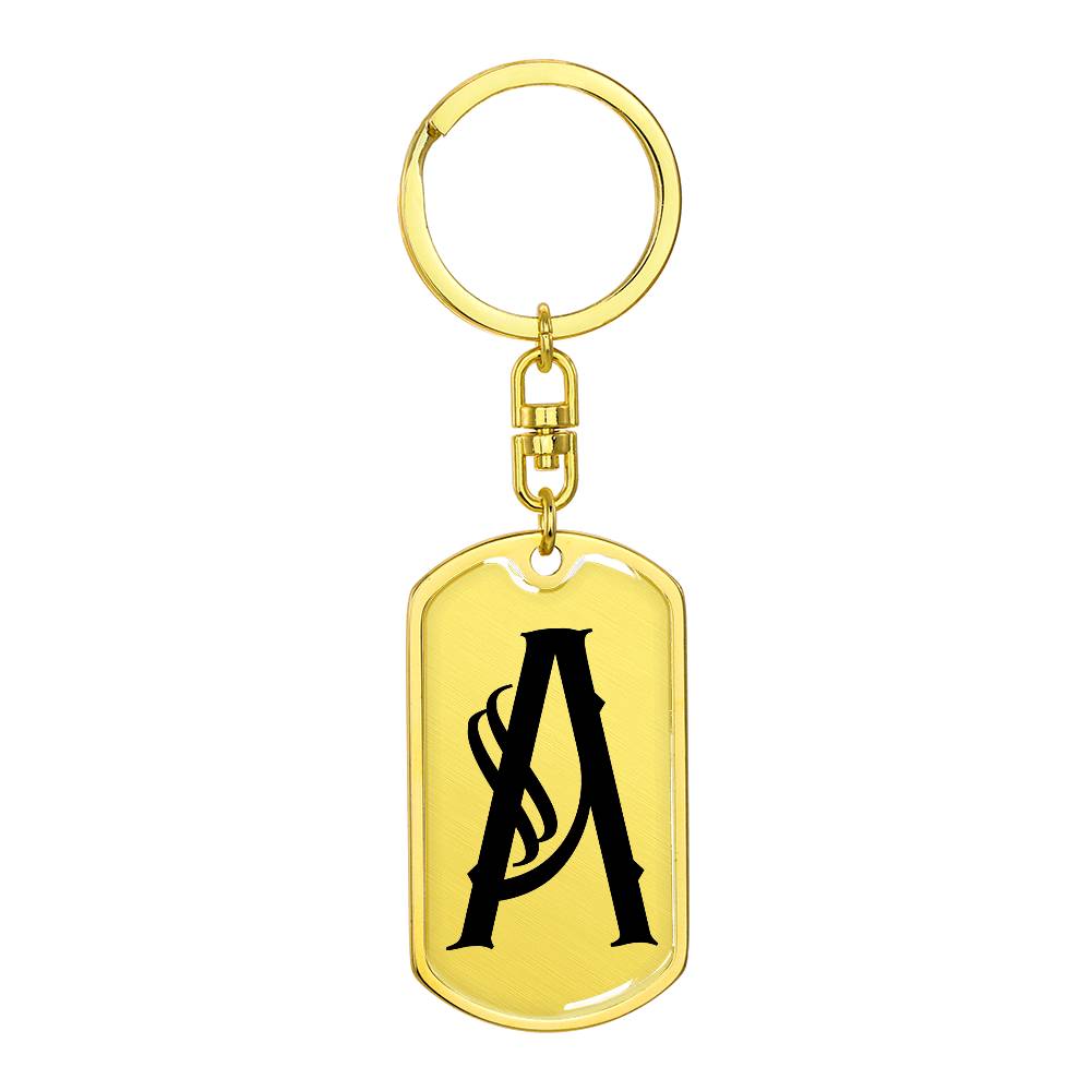 Initial A v001-11 - Luxury Dog Tag Keychain