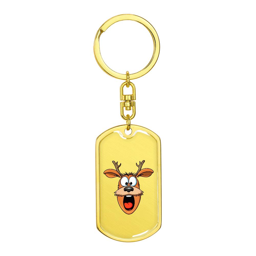 Funny Reindeer Face 09 - Luxury Dog Tag Keychain