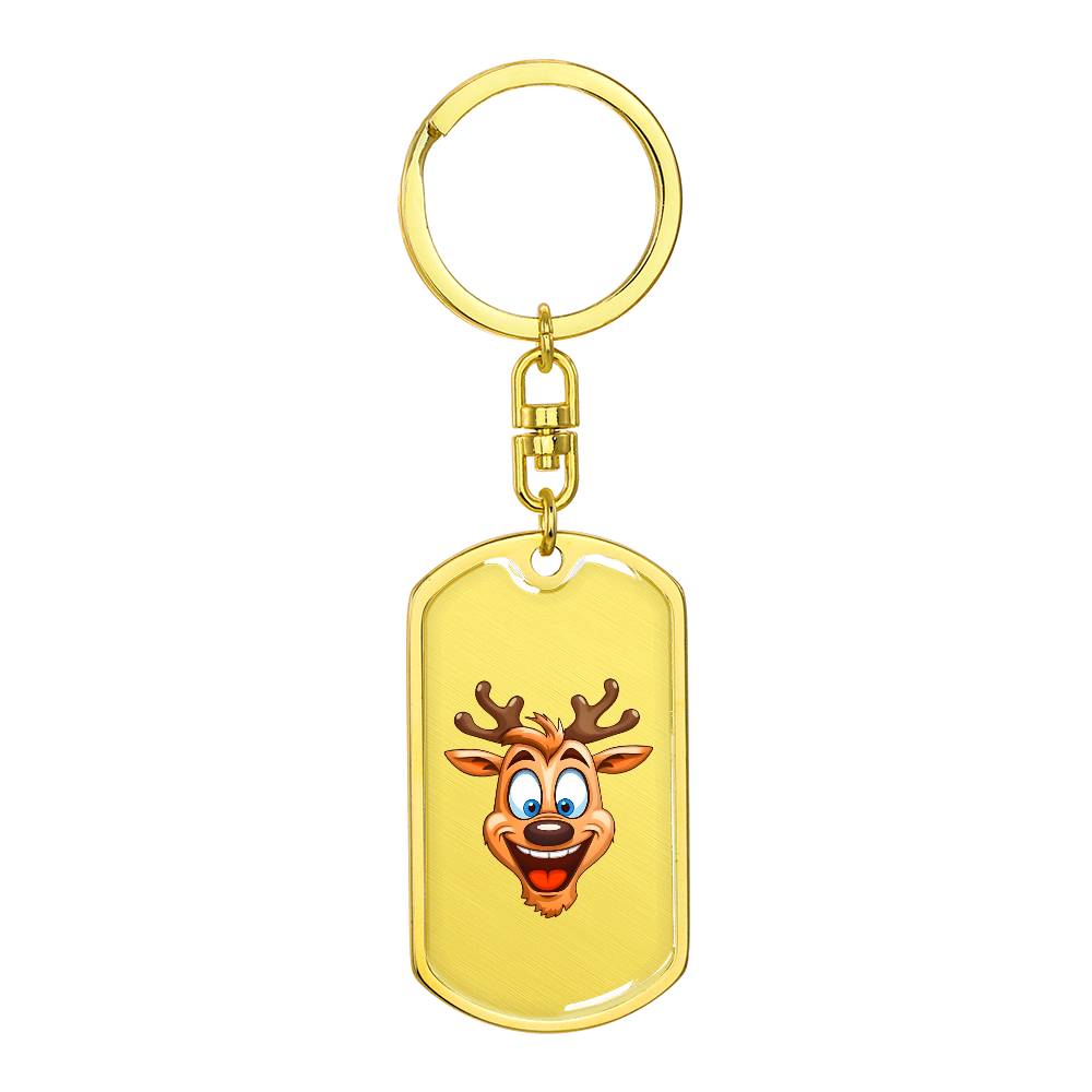 Funny Reindeer Face 04 - Luxury Dog Tag Keychain