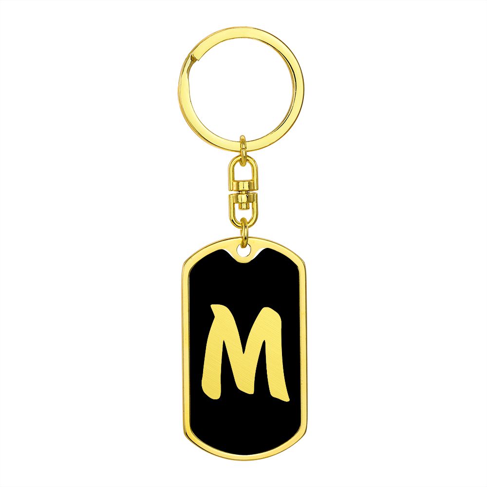 Initial M v2b - Luxury Dog Tag Keychain