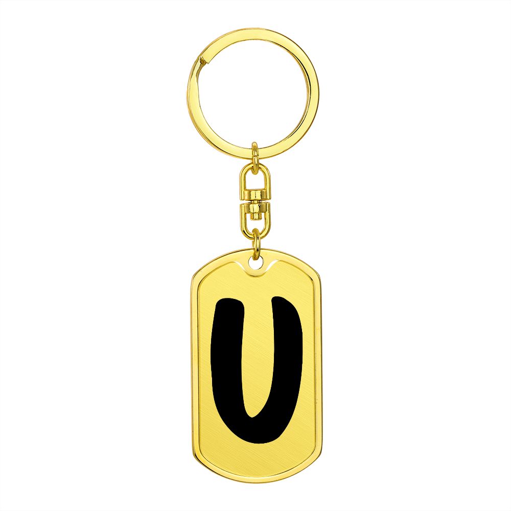 Initial U v1b - Luxury Dog Tag Keychain