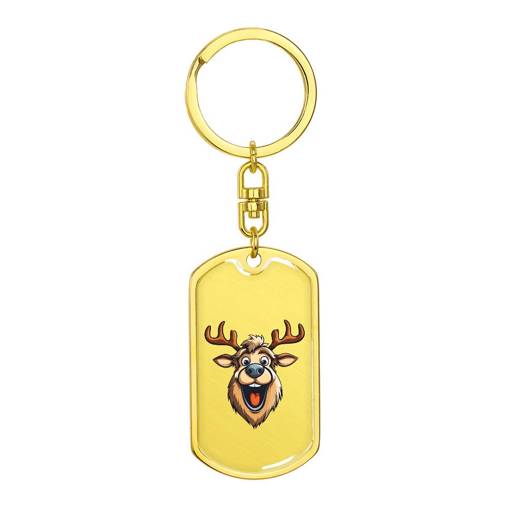 Funny Reindeer Face 01 - Luxury Dog Tag Keychain