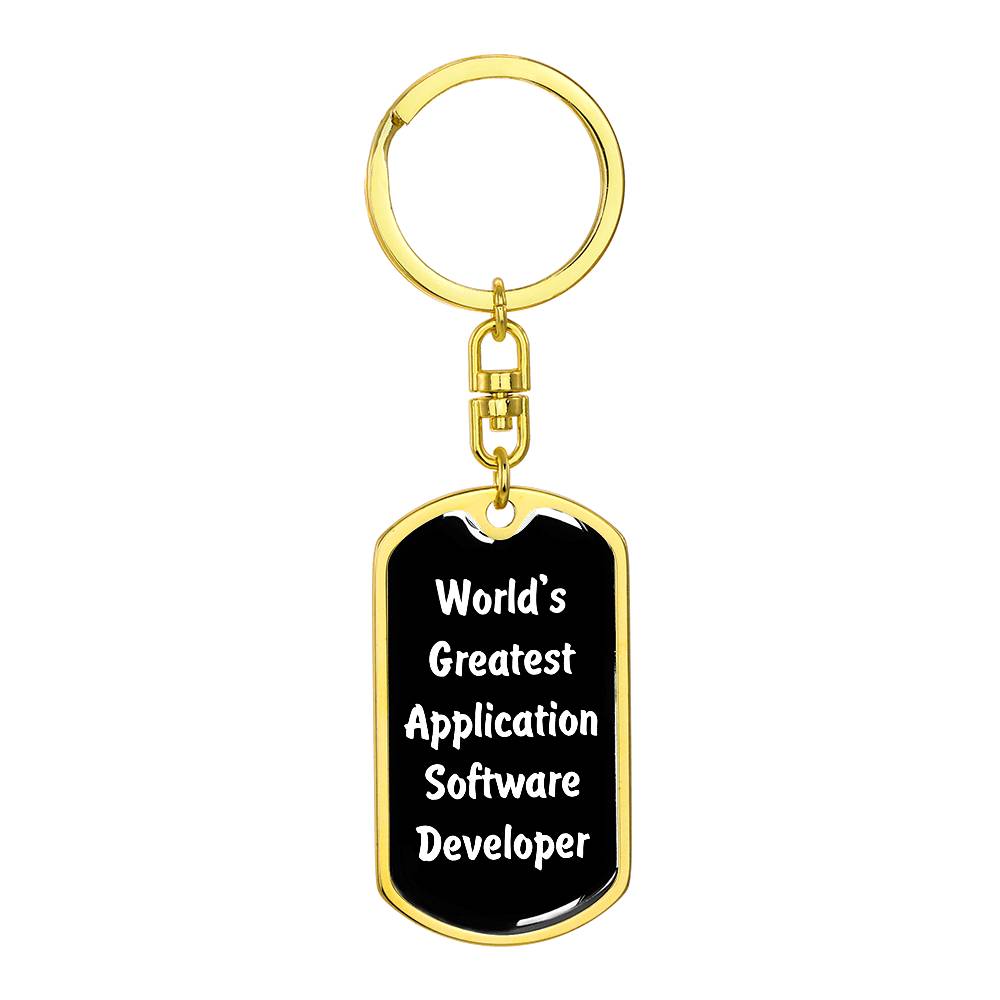 World's Greatest Application Software Developer v3 - Luxury Dog Tag Keychain