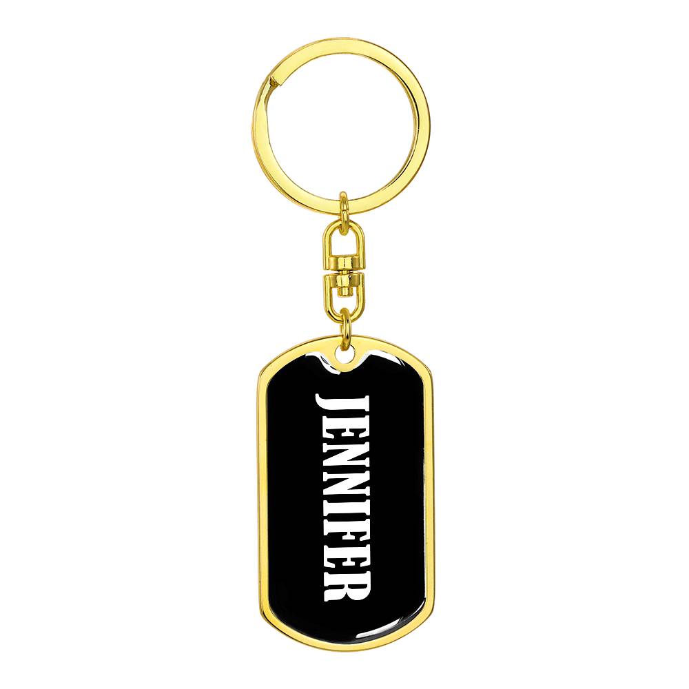 Jennifer v01w - Luxury Dog Tag Keychain