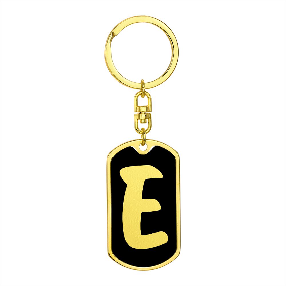 Initial E v2b - Luxury Dog Tag Keychain