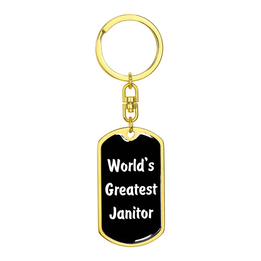 World's Greatest Janitor v3 - Luxury Dog Tag Keychain
