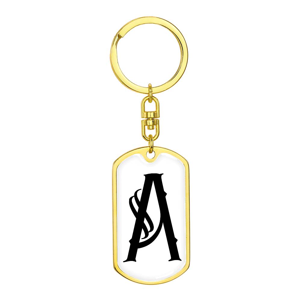 Initial A v001-14 - Luxury Dog Tag Keychain
