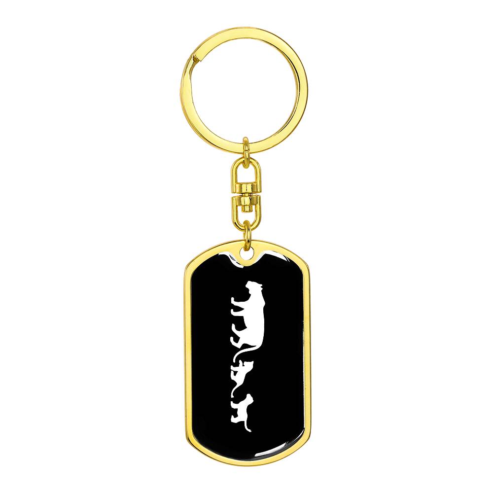 Mama Lioness With 2 Cubs v3 - Luxury Dog Tag Keychain