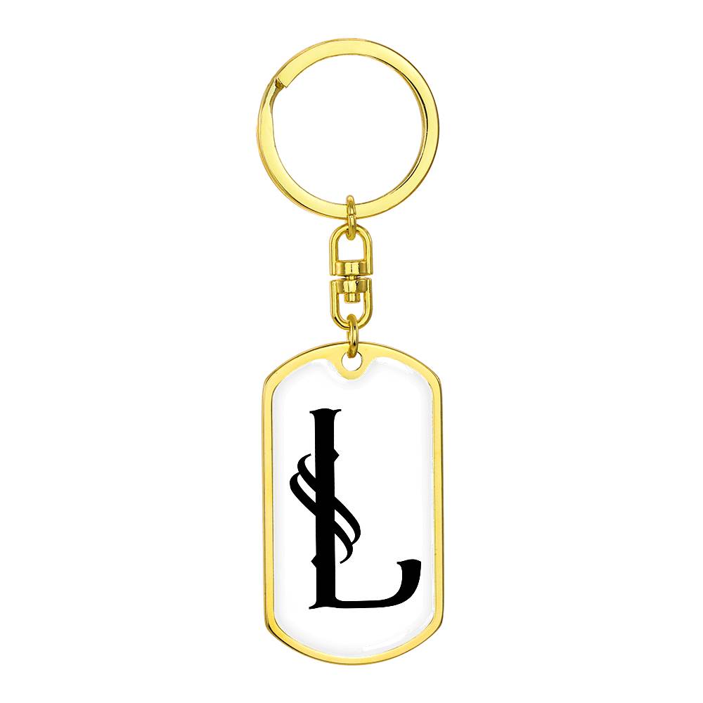 Initial L v001-14 - Luxury Dog Tag Keychain