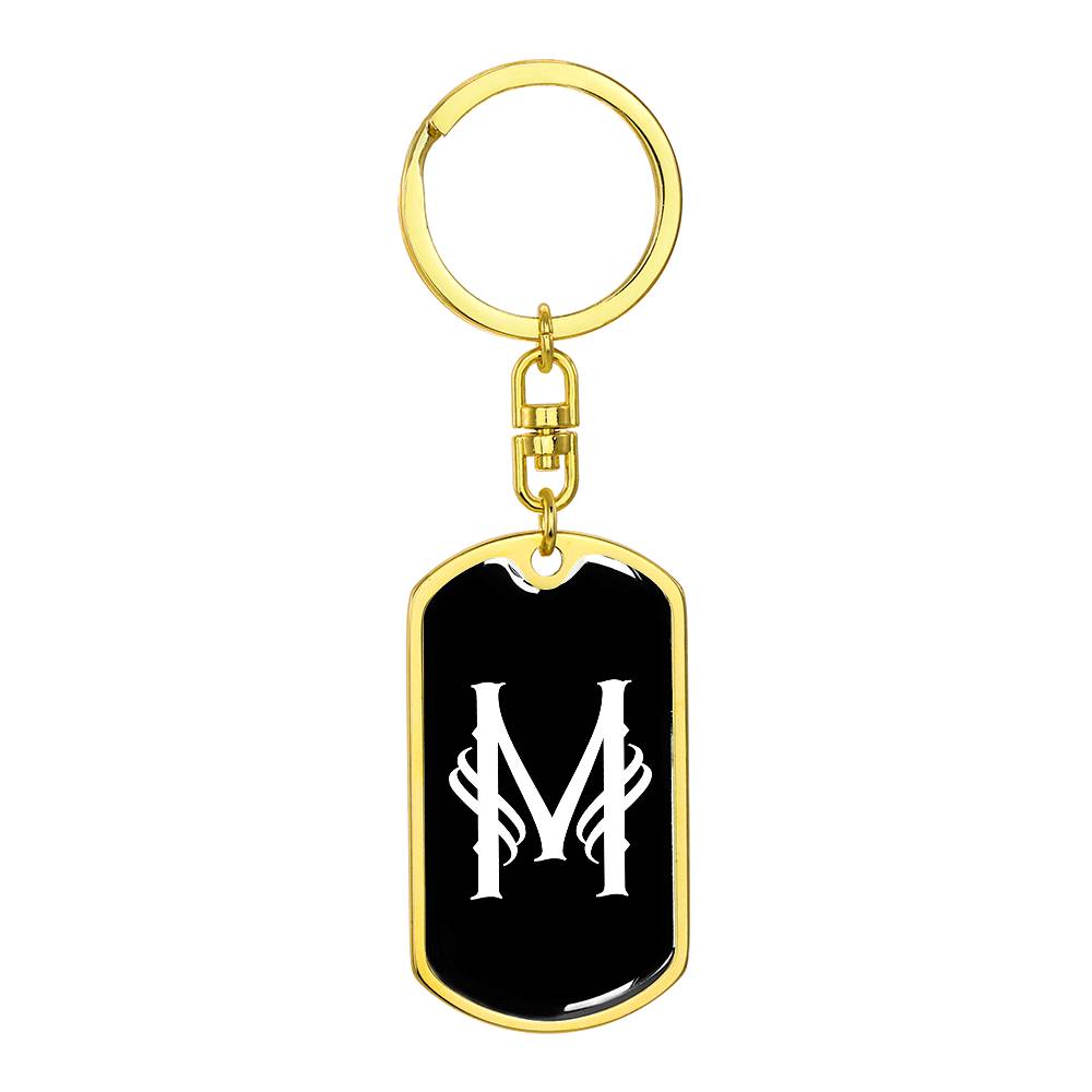 Initial M v001-13 - Luxury Dog Tag Keychain