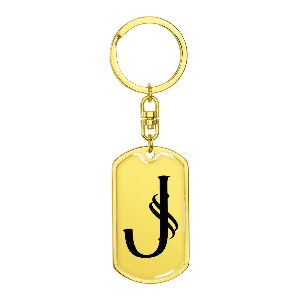 Initial J v001-11 - Luxury Dog Tag Keychain