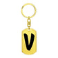 Initial V v1b - Luxury Dog Tag Keychain