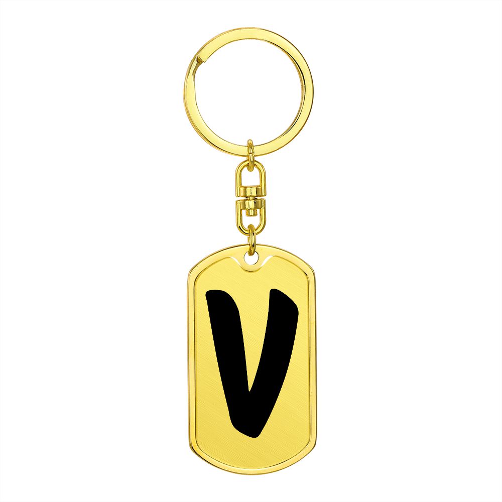 Initial V v1b - Luxury Dog Tag Keychain