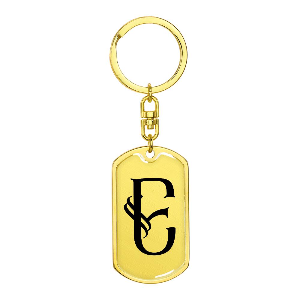 Initial E v001-11 - Luxury Dog Tag Keychain