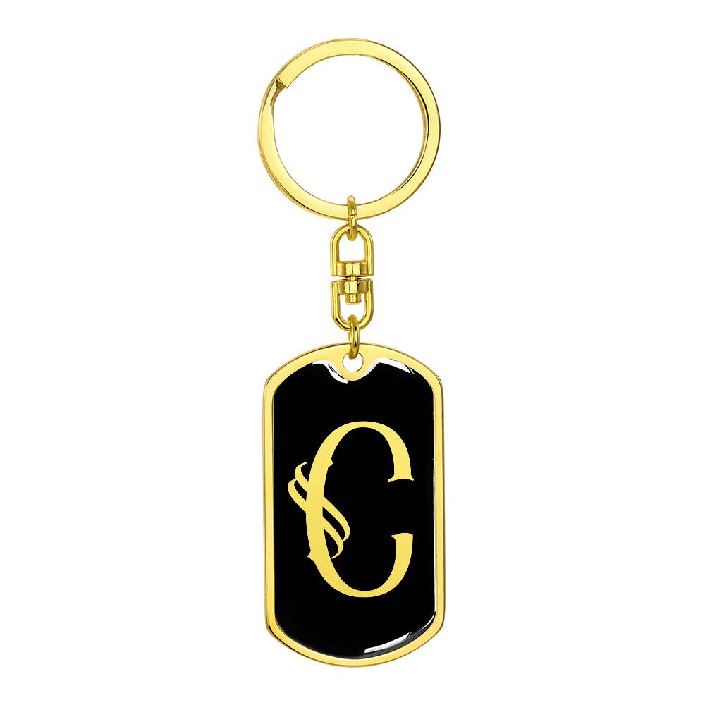 Initial C v001-12 - Luxury Dog Tag Keychain