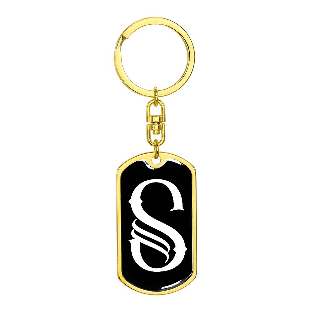 Initial S v001-13 - Luxury Dog Tag Keychain