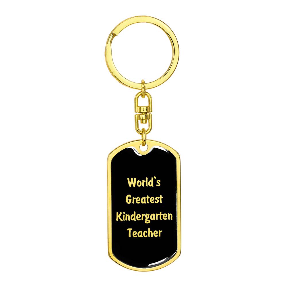 World's Greatest Kindergarten Teacher v2 - Luxury Dog Tag Keychain