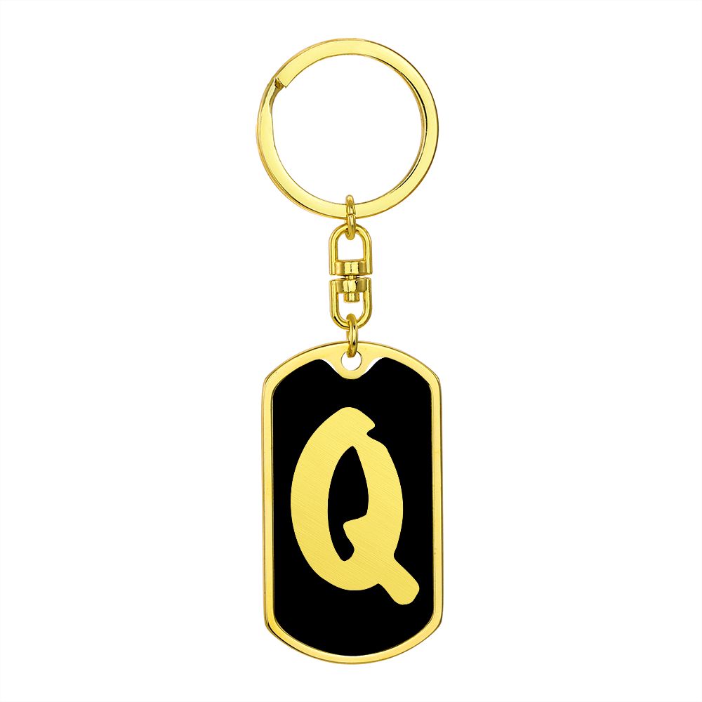 Initial Q v2b - Luxury Dog Tag Keychain
