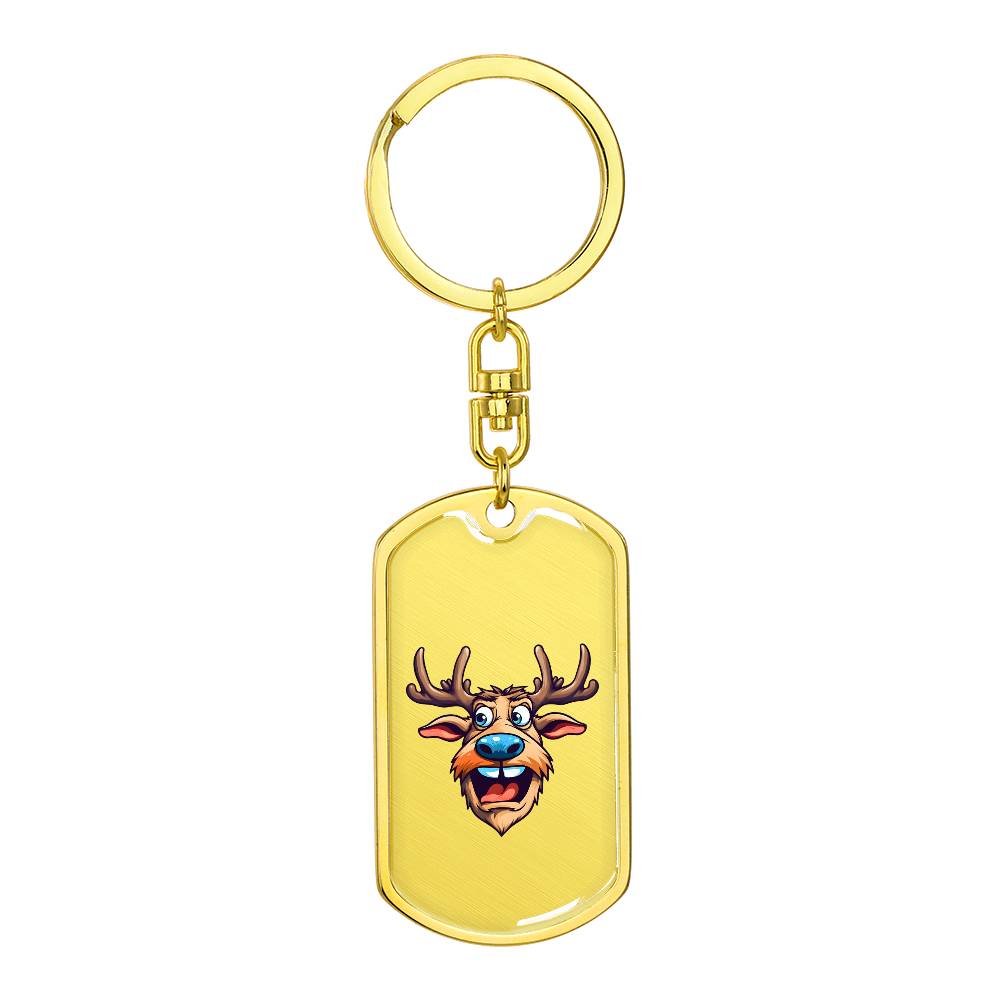 Funny Reindeer Face 05 - Luxury Dog Tag Keychain