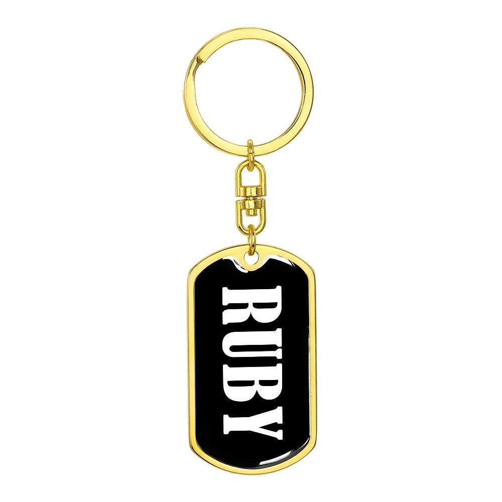 Ruby v01w - Luxury Dog Tag Keychain