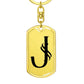 Initial J v001-11 - Luxury Dog Tag Keychain
