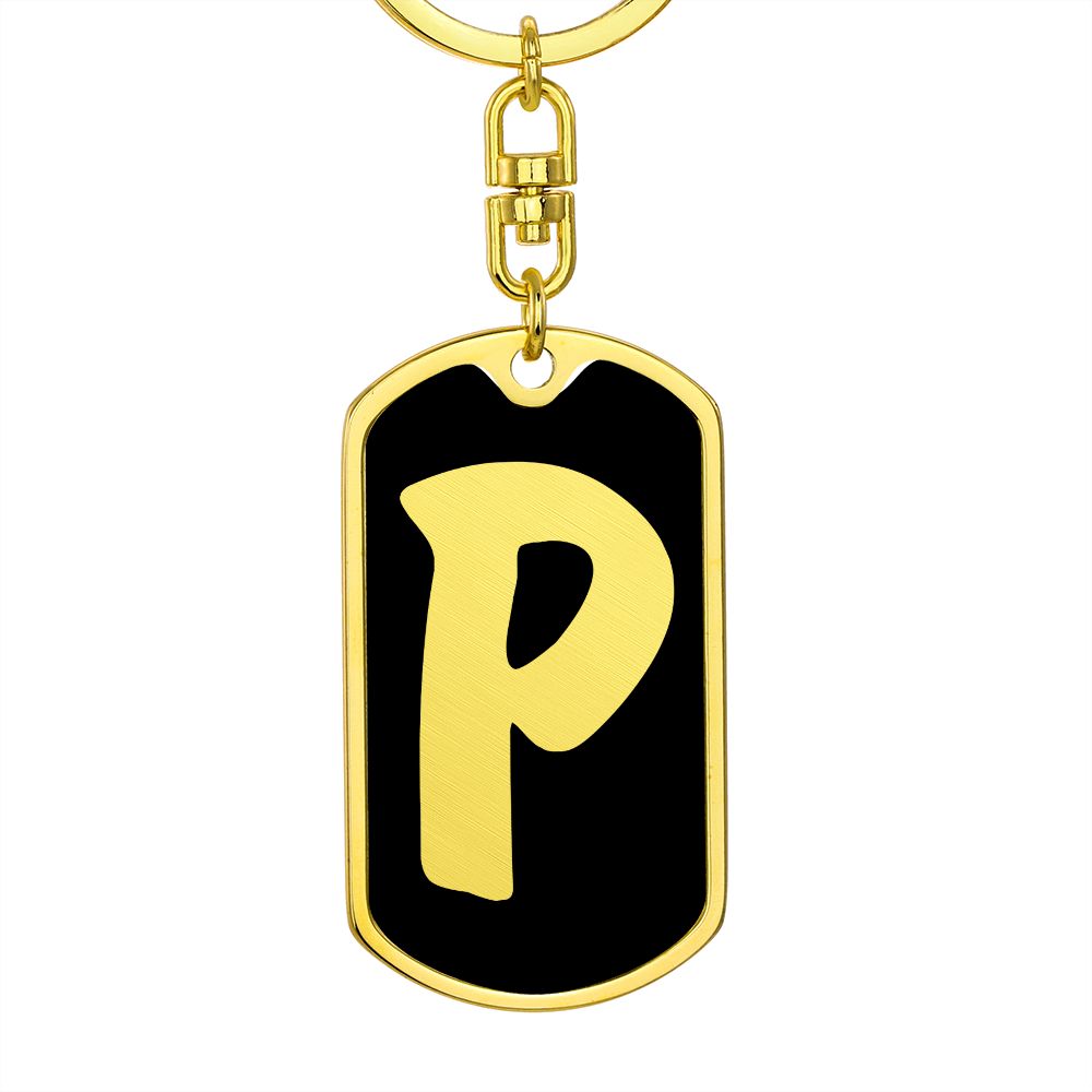Initial P v2b - Luxury Dog Tag Keychain