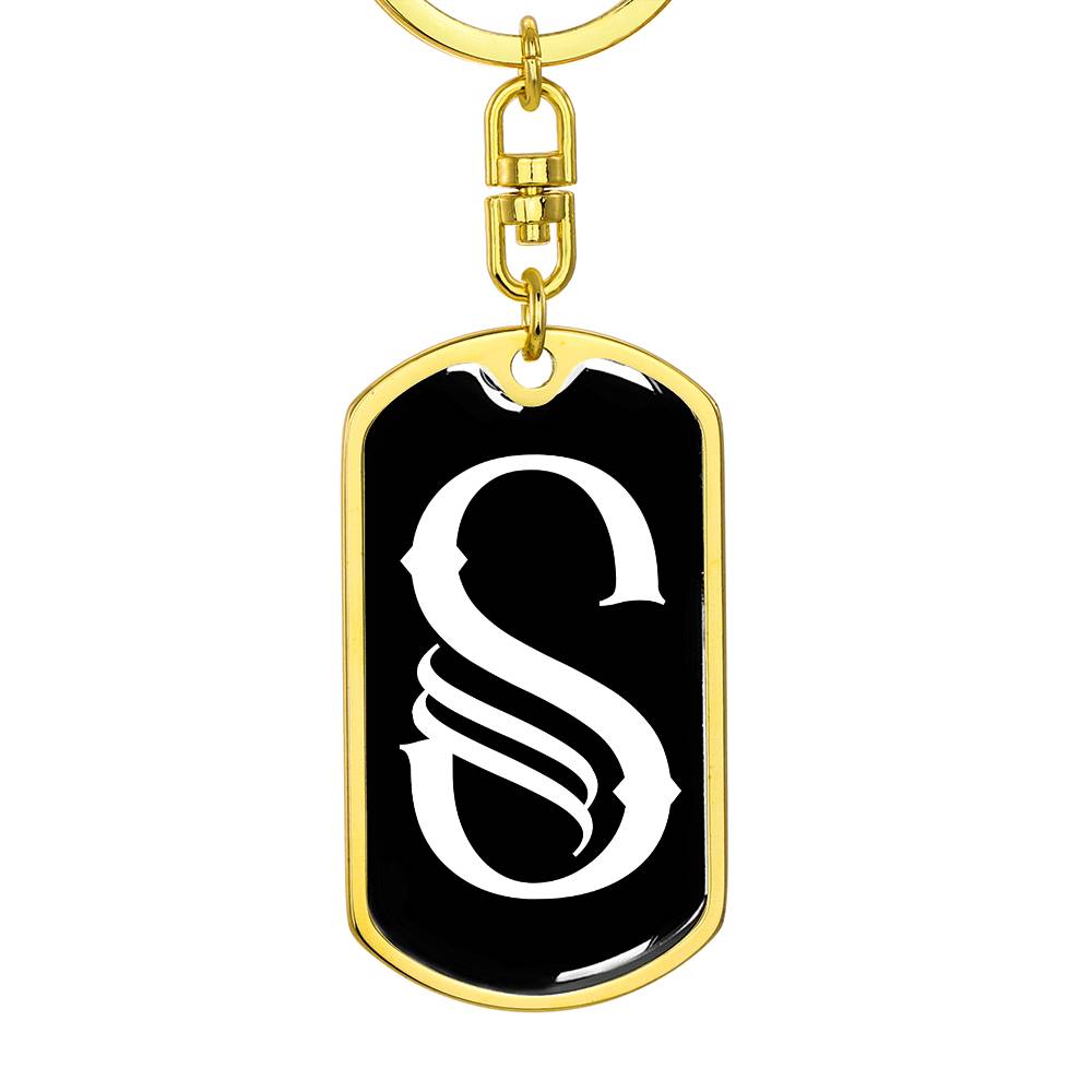 Initial S v001-13 - Luxury Dog Tag Keychain