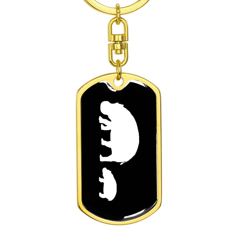 Mama Hippo With 1 Calf v3 - Luxury Dog Tag Keychain