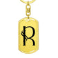 Initial R v001-11 - Luxury Dog Tag Keychain