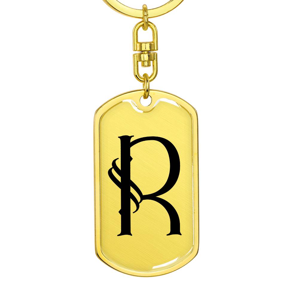 Initial R v001-11 - Luxury Dog Tag Keychain