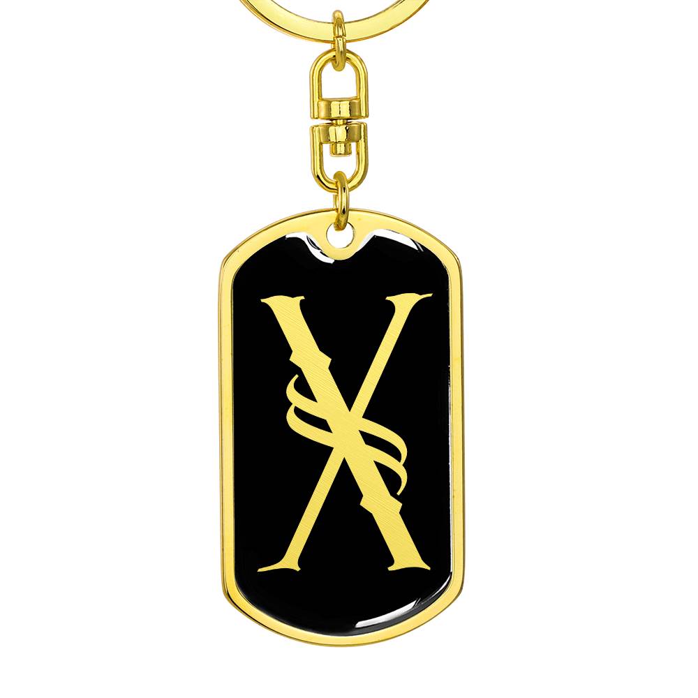 Initial X v001-12 - Luxury Dog Tag Keychain