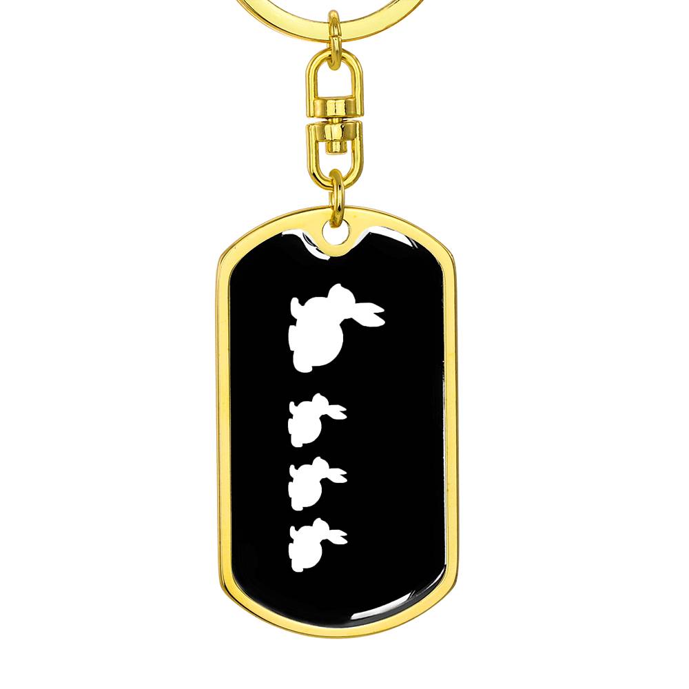 Mama Rabbit With 3 Kittens v3 - Luxury Dog Tag Keychain