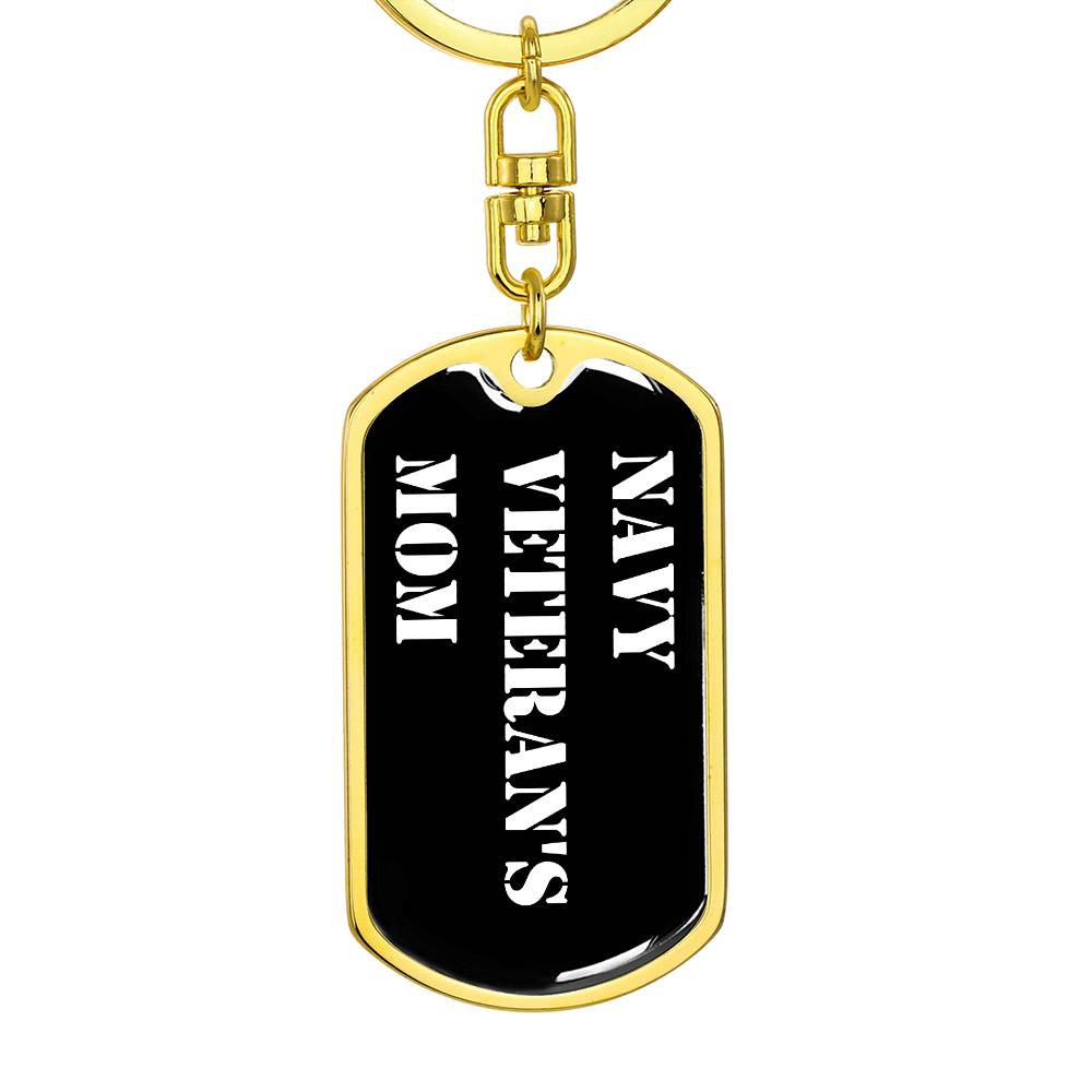 Navy Veteran's Mom v3 - Luxury Dog Tag Keychain