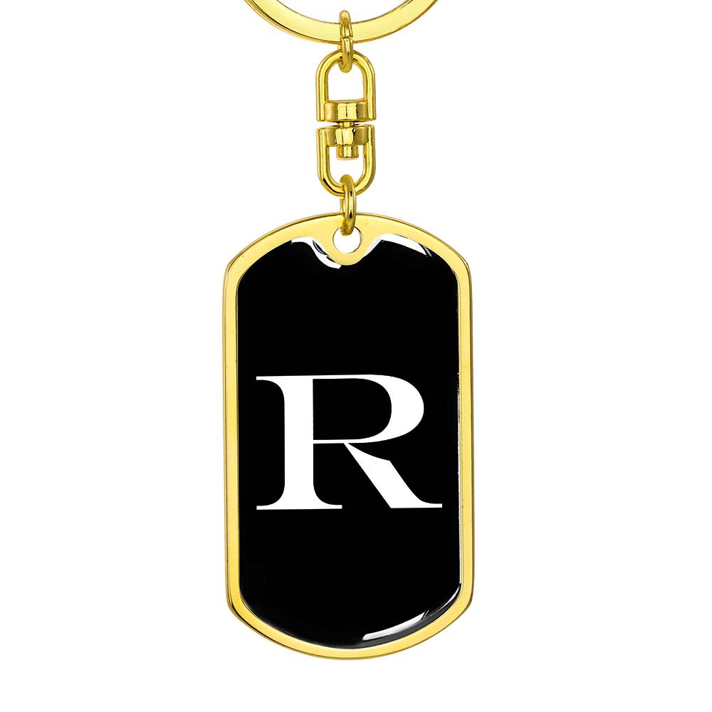 Initial R v3a - Luxury Dog Tag Keychain